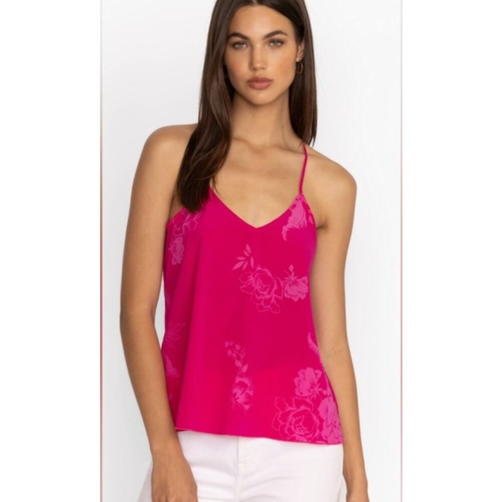 Johnny Was Etta Silk Cami Size XL Pink Floral Tank Top Boho Luxe Blouse NWT